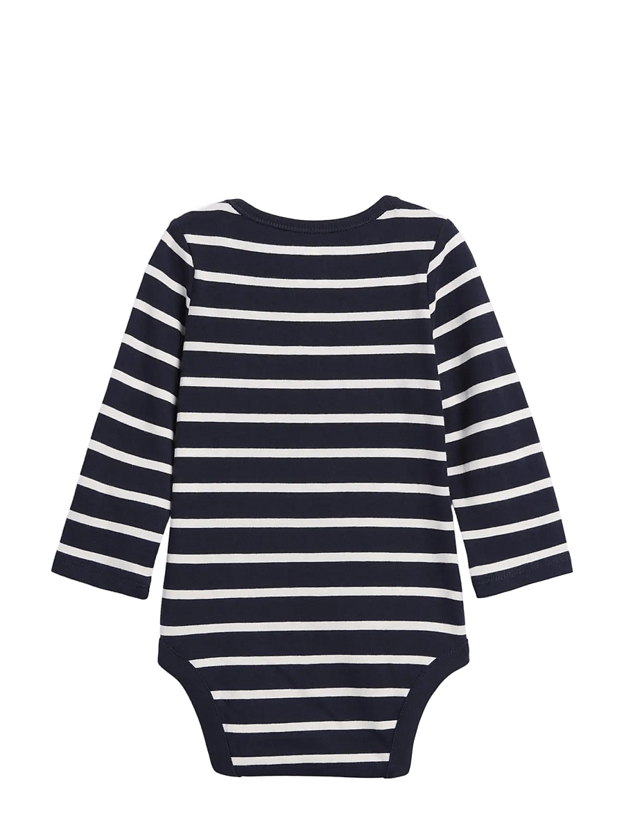 GAP - Organic Cotton Gap Logo Bodysuit - långärmade bodies - navy uniform stripe - 1