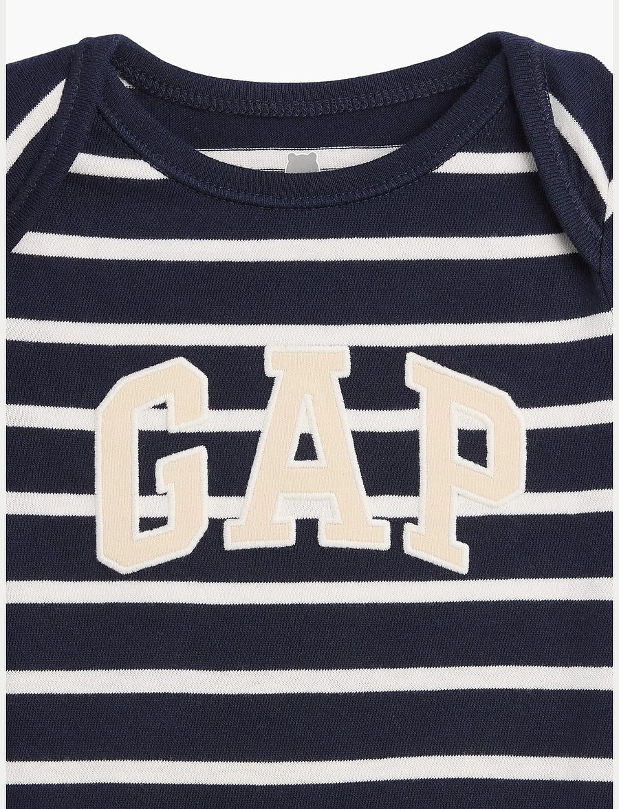 GAP - Organic Cotton Gap Logo Bodysuit - långärmade bodies - navy uniform stripe - 2