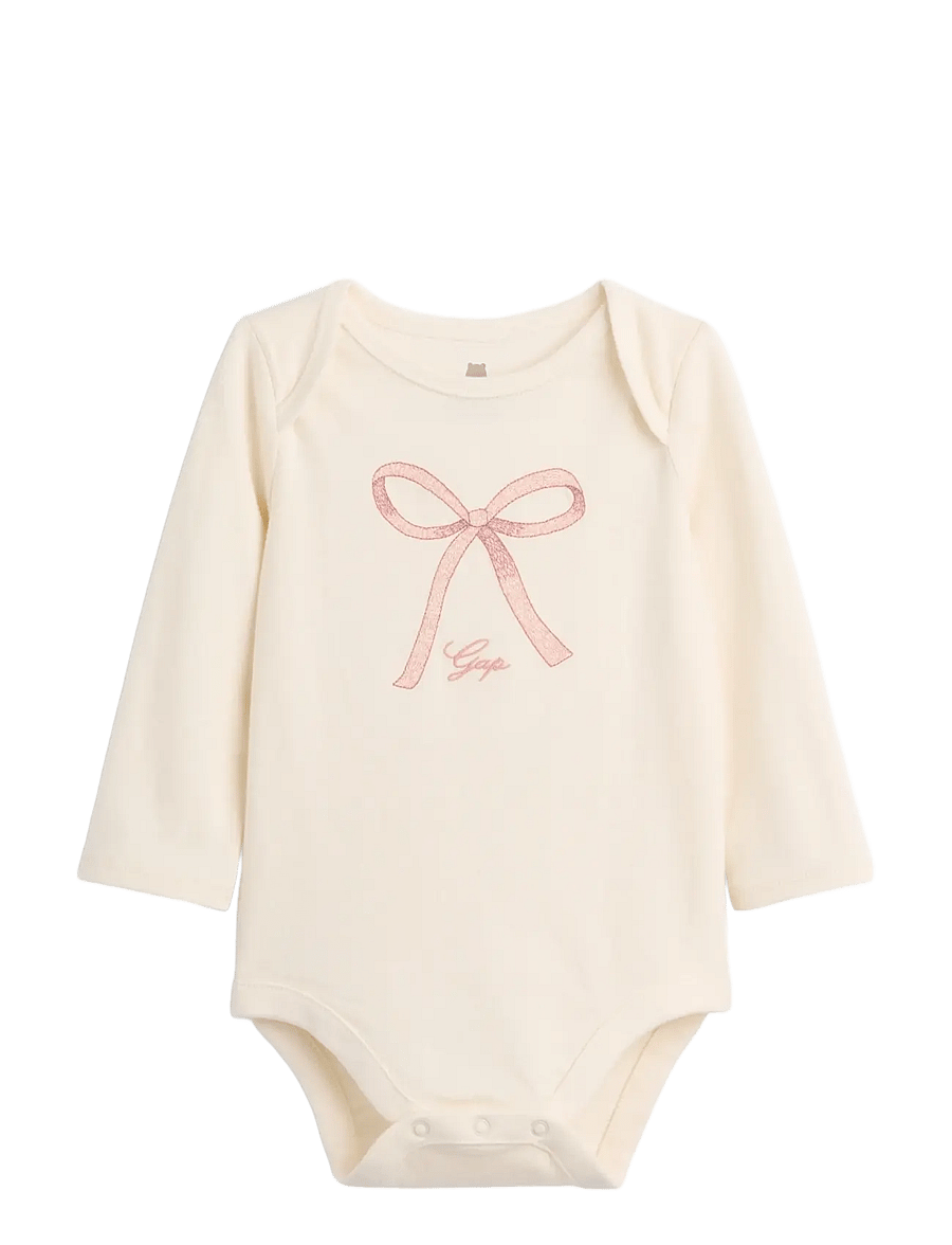 GAP - Baby Organic Cotton Graphic Bodysuit - langärmelige bodys - pink bow - 0