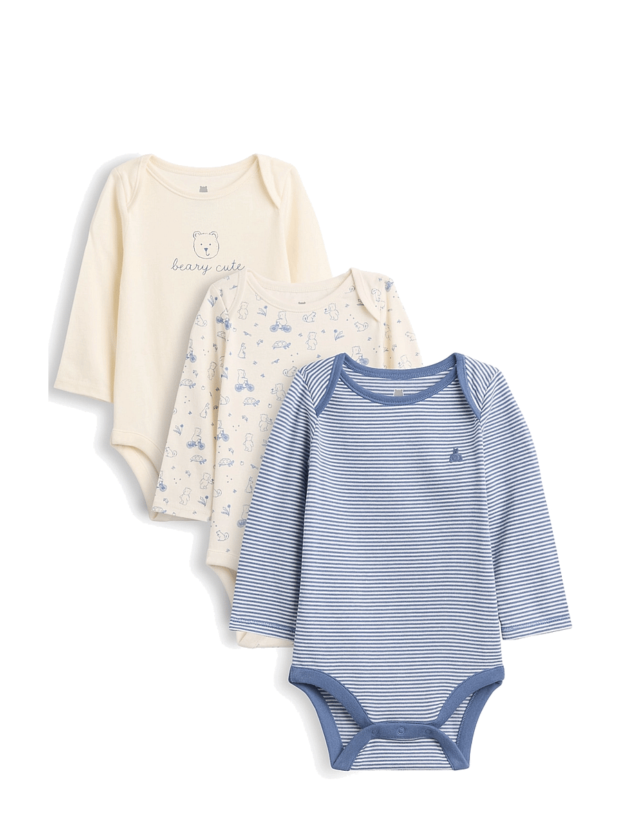 GAP - Baby First Favorites Organic Cotton Brannan Bear Bodysuit (3-Pack) - bainbridge blue - 0