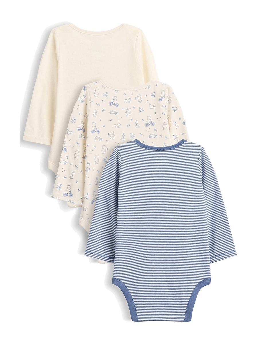 GAP - Baby First Favorites Organic Cotton Brannan Bear Bodysuit (3-Pack) - bainbridge blue - 1