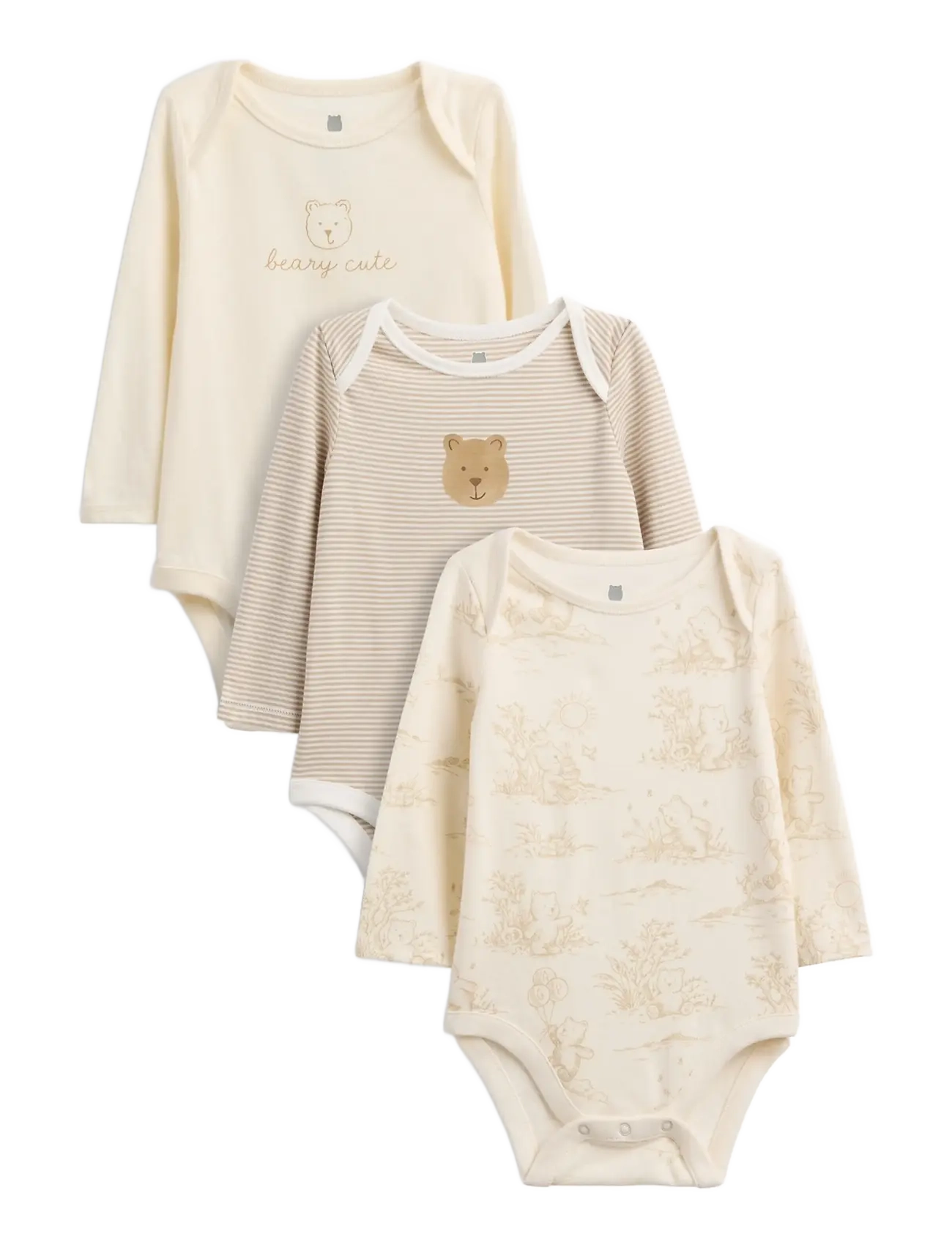 GAP Baby First Favorites Organic Cotton Brannan Bear Bodysuit (3-Pack) - Clothing - BEDROCK V2 / cream
