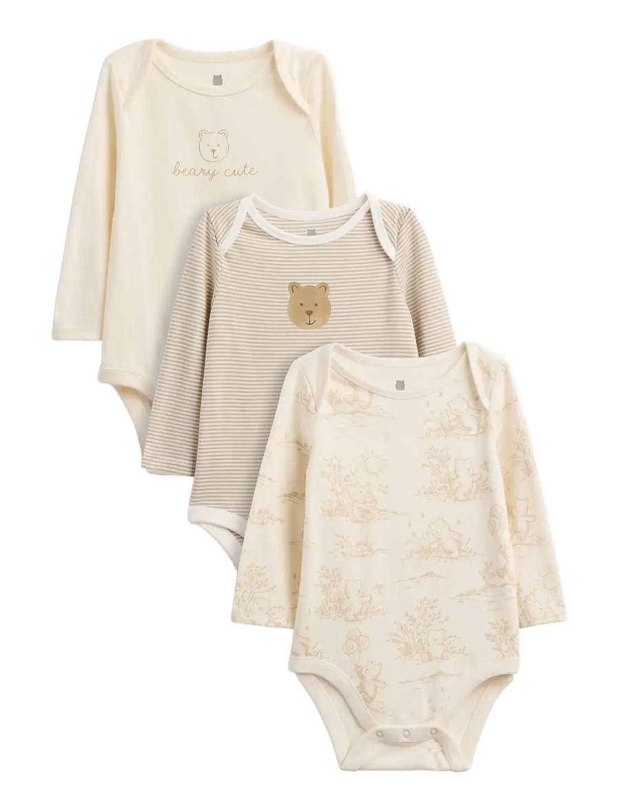 GAP - Baby First Favorites Organic Cotton Brannan Bear Bodysuit (3-Pack) - bedrock v2 - 0