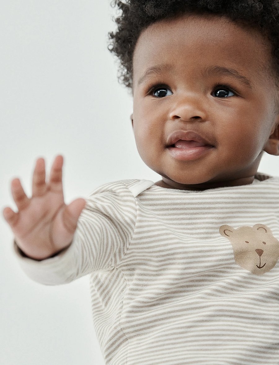 GAP - Baby First Favorites Organic Cotton Brannan Bear Bodysuit (3-Pack) - langærmede bodyer - bedrock v2 - 0