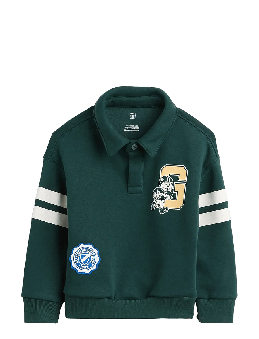 GAP - Baby & Toddler VintageSoft Varsity Logo Polo Sweatshirt - langærmede poloer - district green - 1