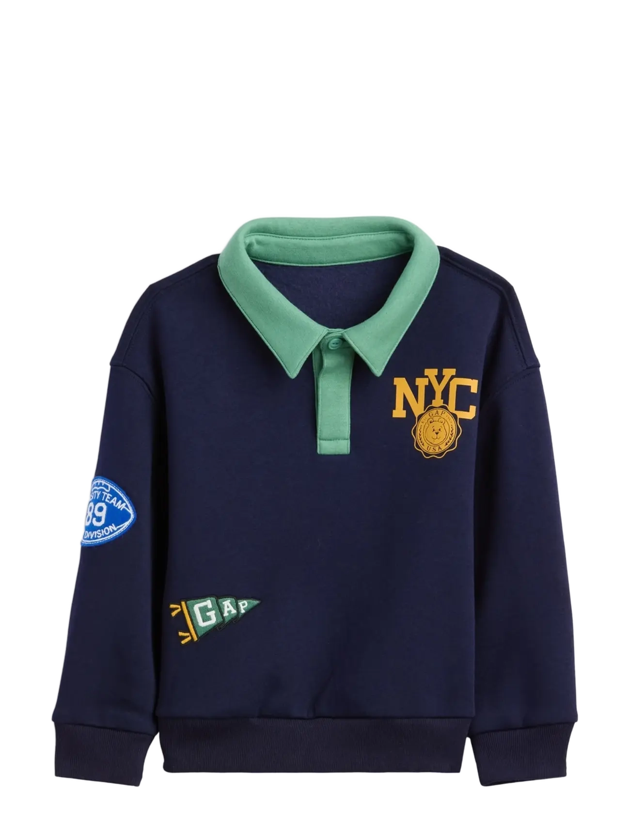 GAP Baby & Toddler VintageSoft Varsity Logo Polo Sweatshirt - Poloshirts - VINTAGE NAVY / navy