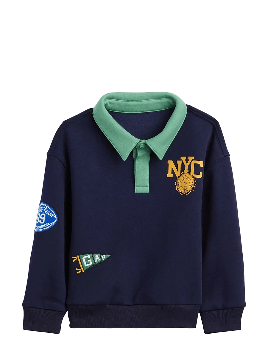 GAP - Baby & Toddler VintageSoft Varsity Logo Polo Sweatshirt - langärmelig poloshirt - vintage navy - 1