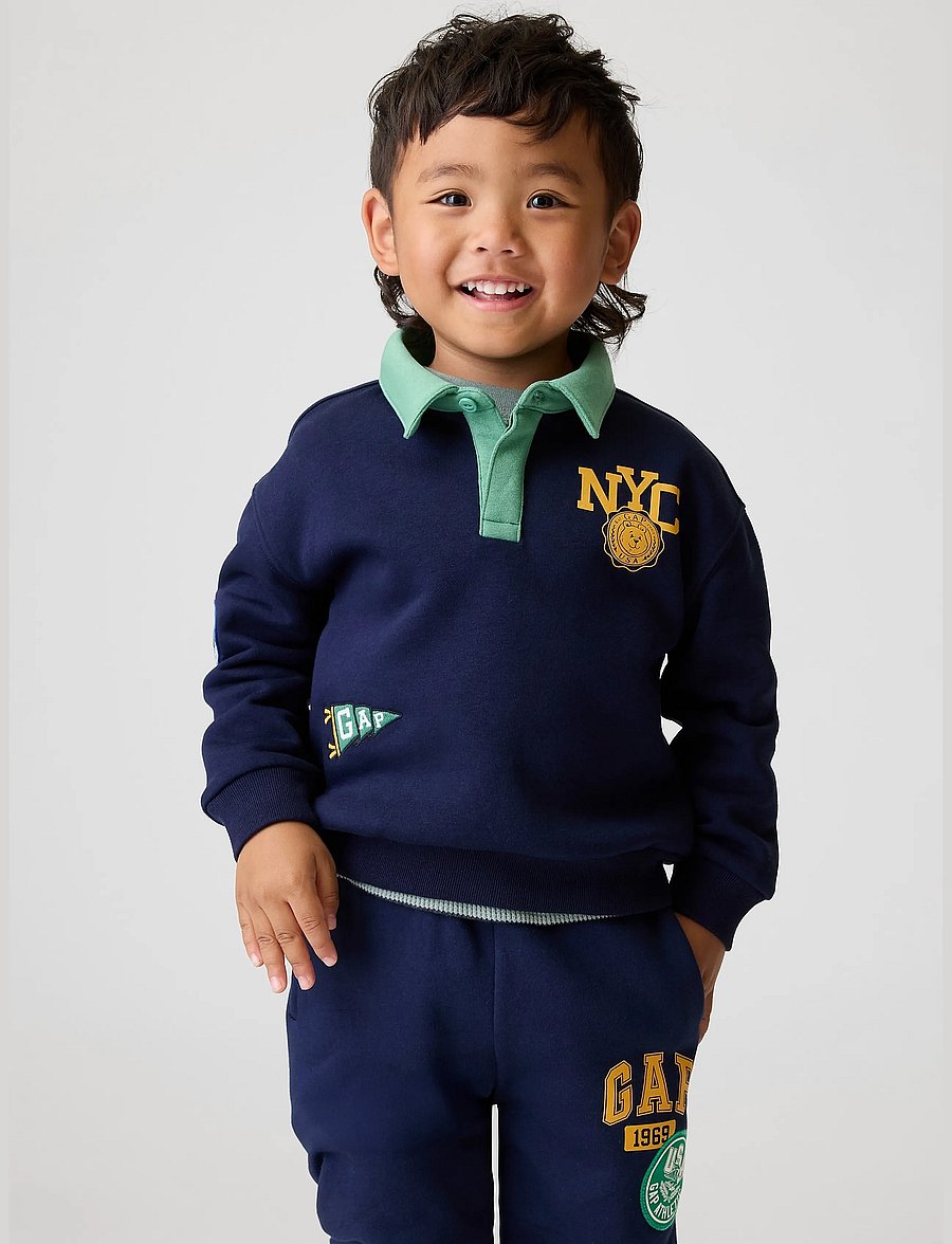 GAP - Baby & Toddler VintageSoft Varsity Logo Polo Sweatshirt - langärmelig poloshirt - vintage navy - 0