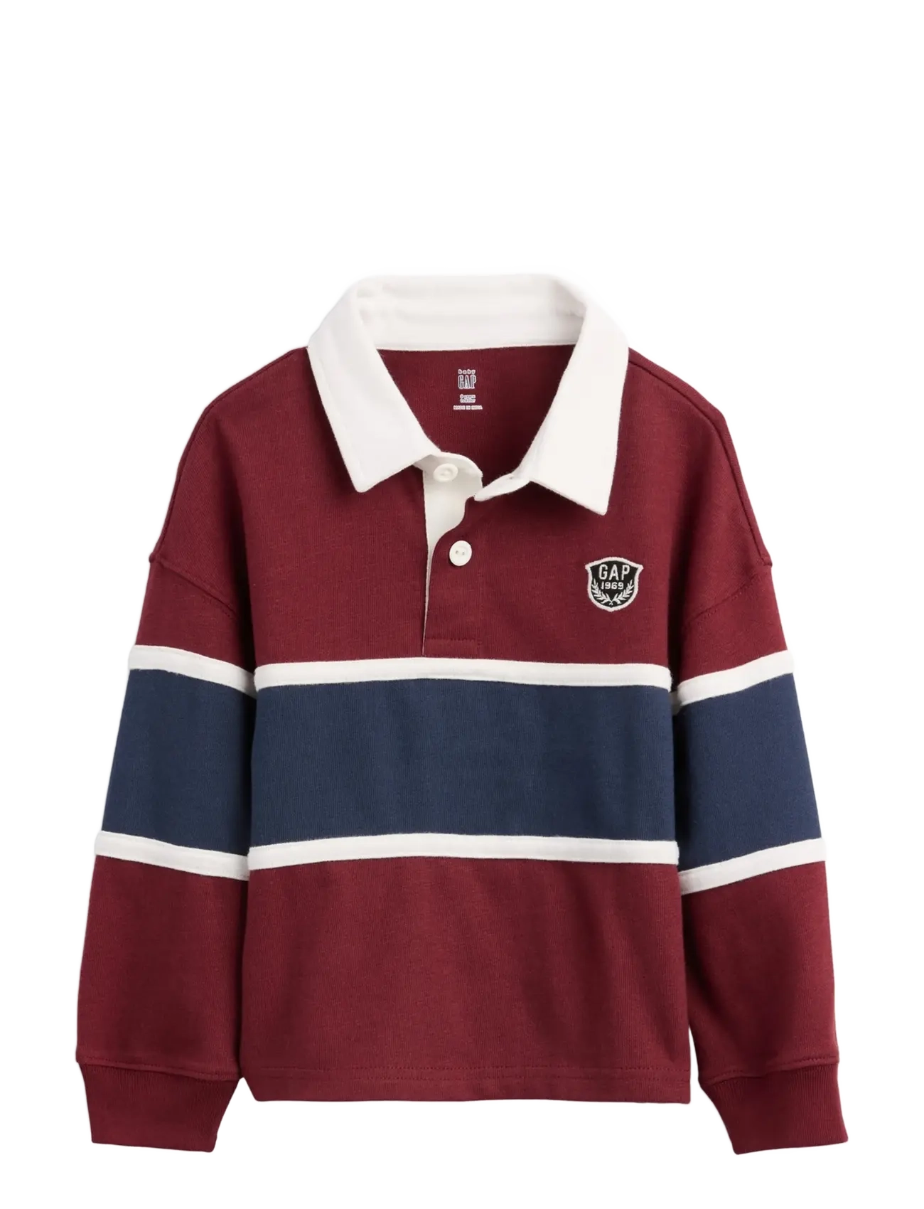 GAP Baby & Toddler Colorblock Rugby Polo Shirt - Beebiriided - RADISH / burgundy