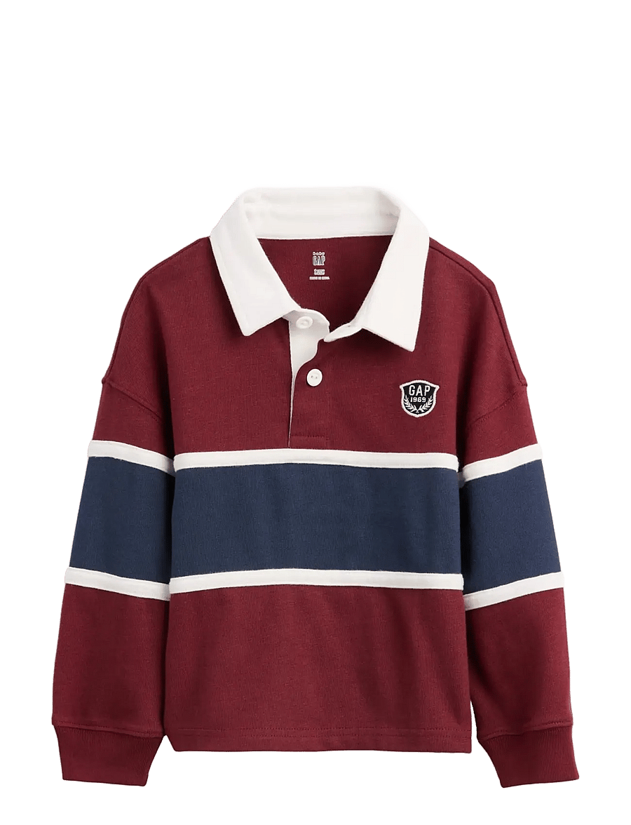 GAP - Baby & Toddler Colorblock Rugby Polo Shirt - radish - 0