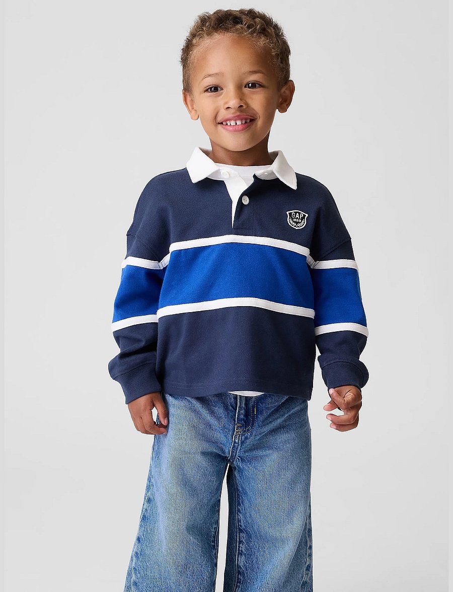 GAP - Baby & Toddler Colorblock Rugby Polo Shirt - långärmade pikéer - vintage navy - 0