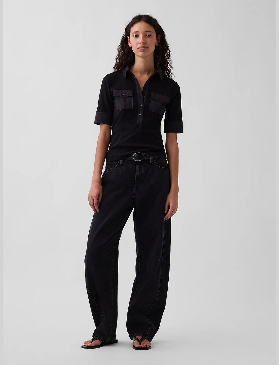 GAP - Modern Elbow-Sleeve Utility T-Shirt from the GAP collection - pikéer - black 200 - 2