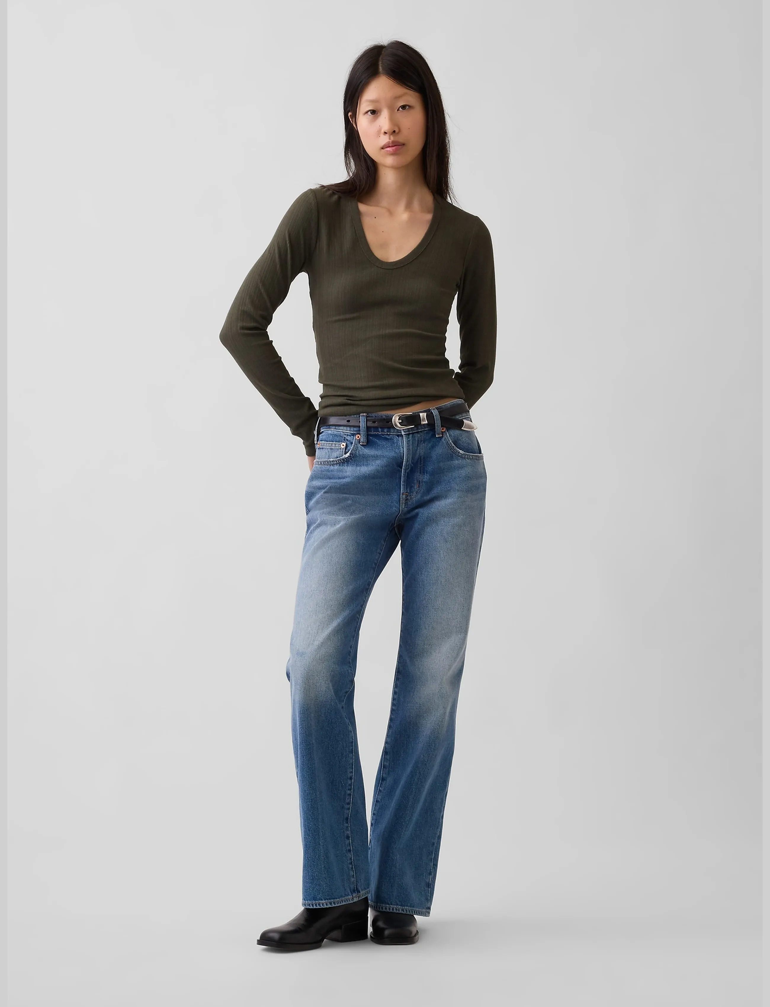 GAP - Long-Sleeved Rib T-Shirt from the GAP collection - langærmede toppe - bamboo - 0
