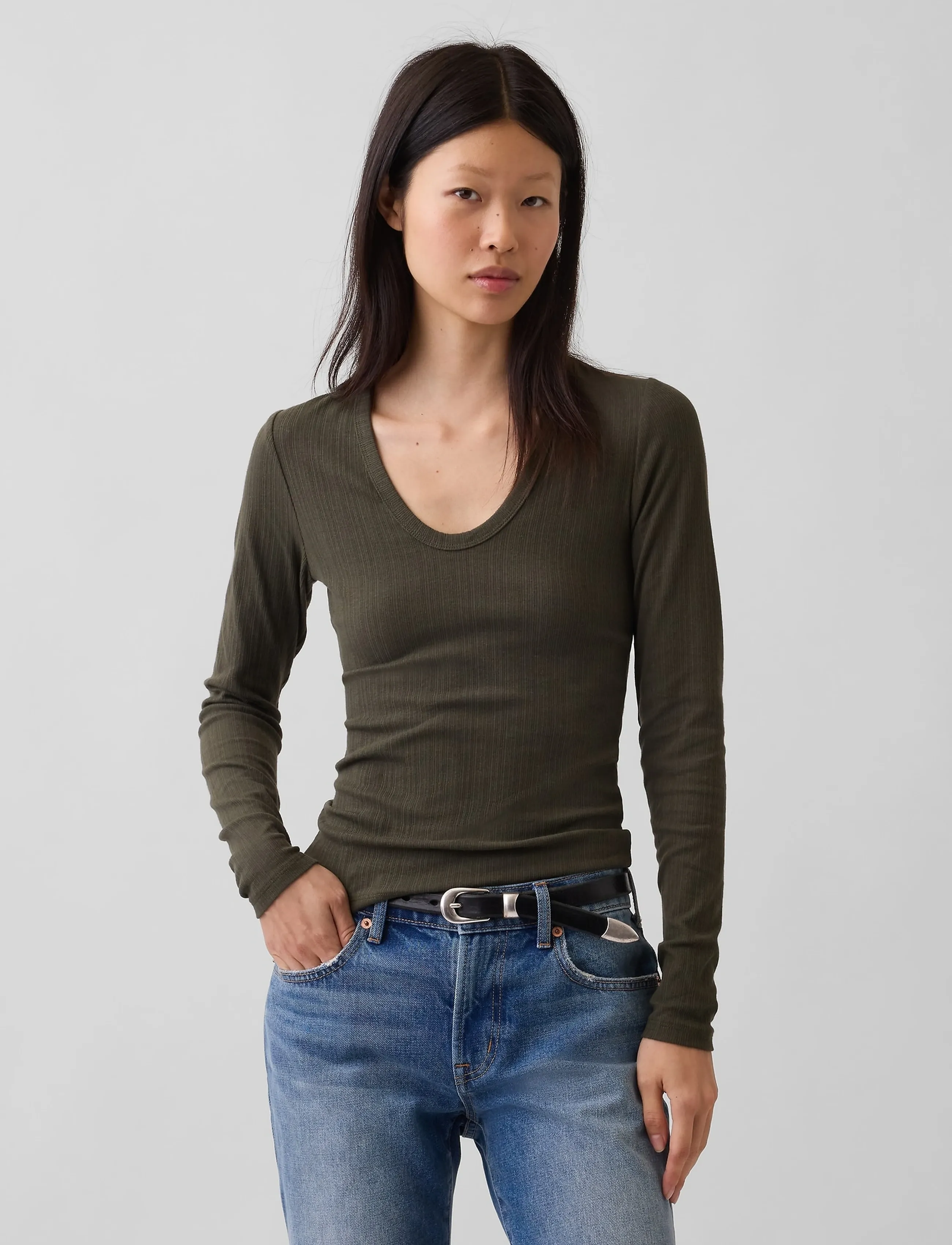 GAP - Long-Sleeved Rib T-Shirt from the GAP collection - langærmede toppe - bamboo - 2