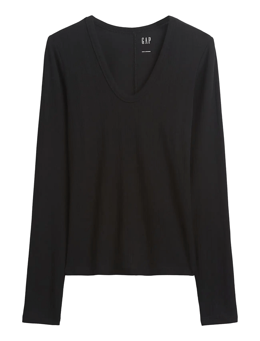 GAP - Long-Sleeved Rib T-Shirt from the GAP collection - langærmede toppe - black - 1