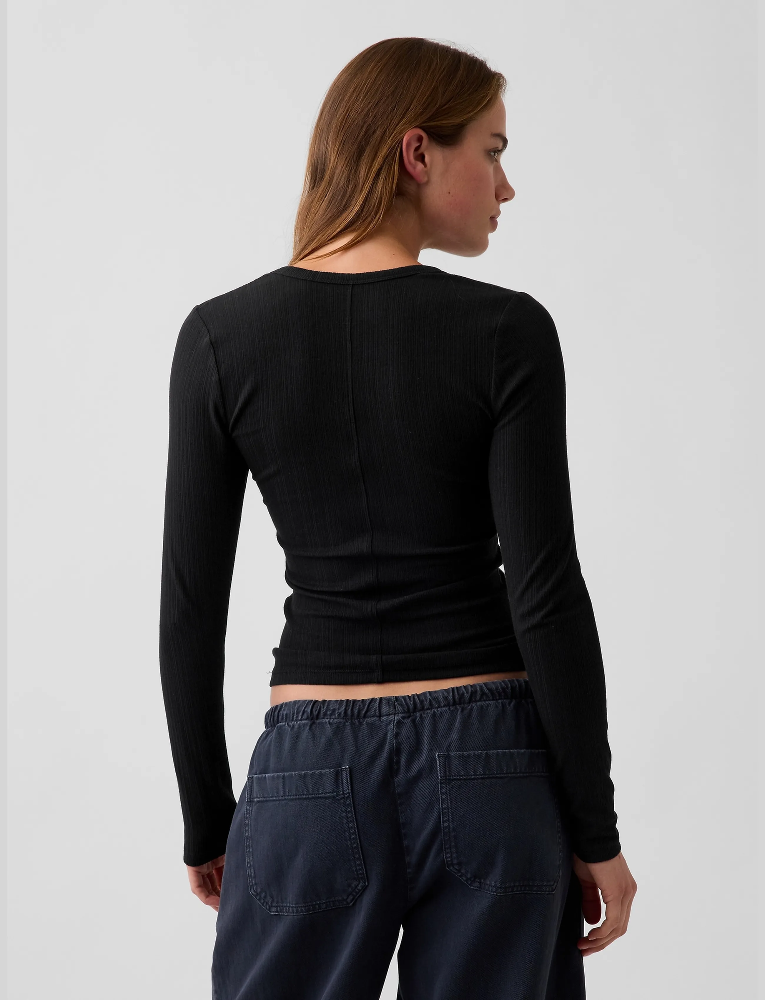 GAP - Long-Sleeved Rib T-Shirt from the GAP collection - langærmede toppe - black - 3