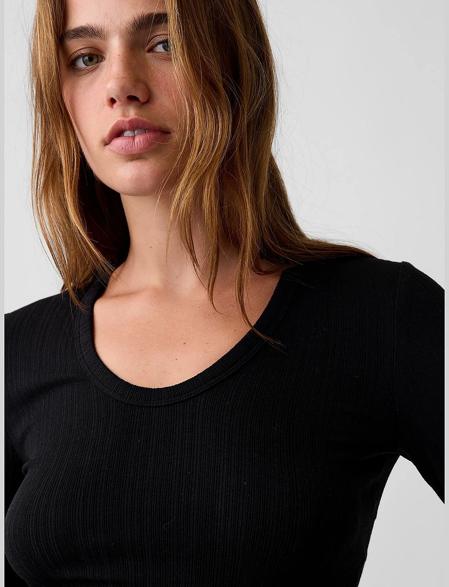 GAP - Long-Sleeved Rib T-Shirt from the GAP collection - langærmede toppe - black - 4