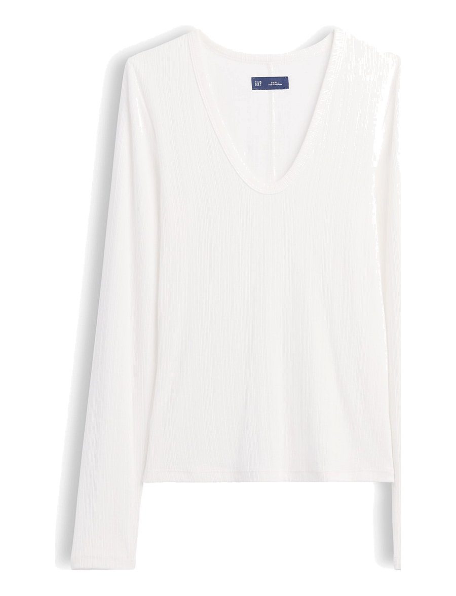 GAP - Long-Sleeved Rib T-Shirt from the GAP collection - långärmade toppar - fresh white - 1