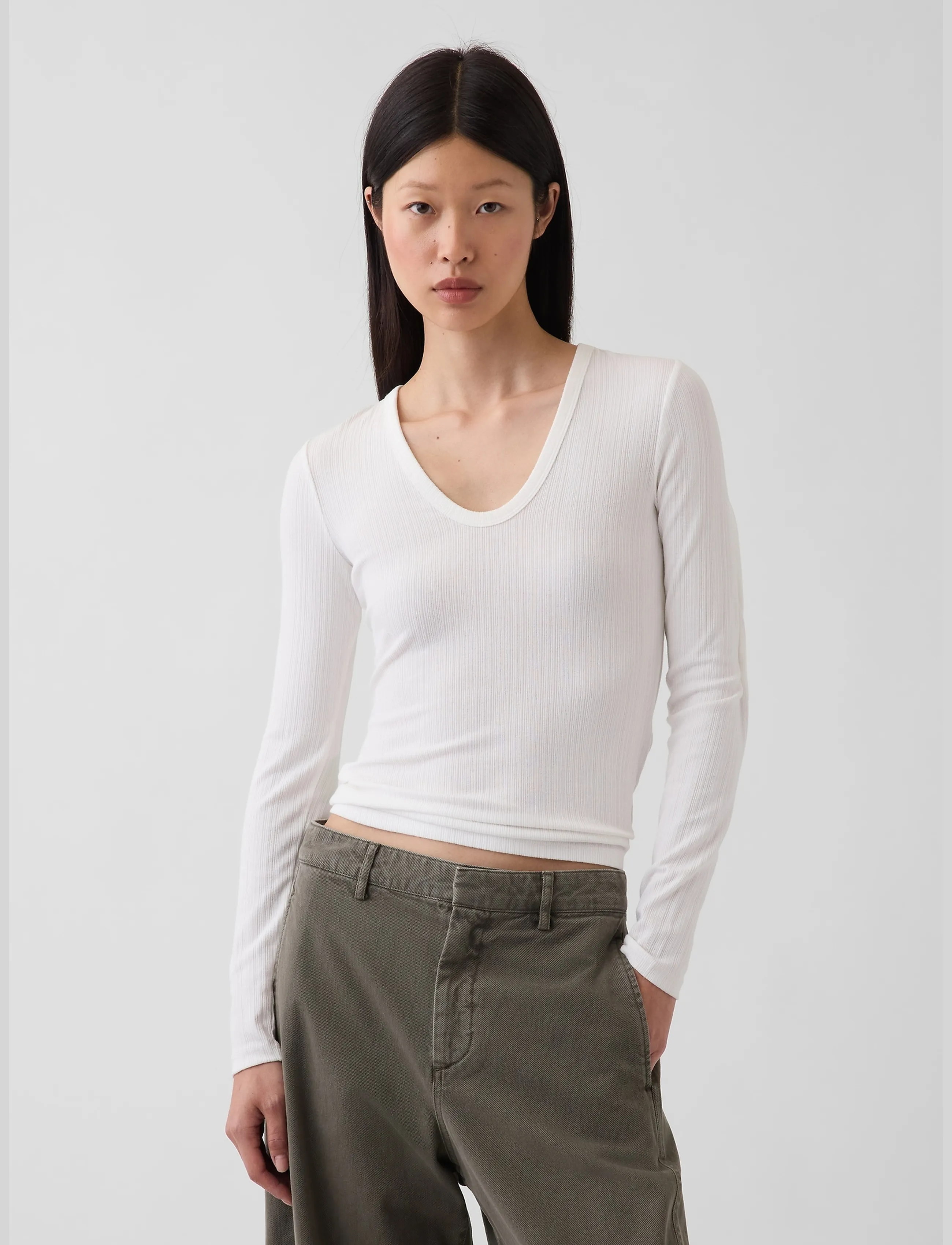 Long-Sleeved Rib T-Shirt From The Gap Collection