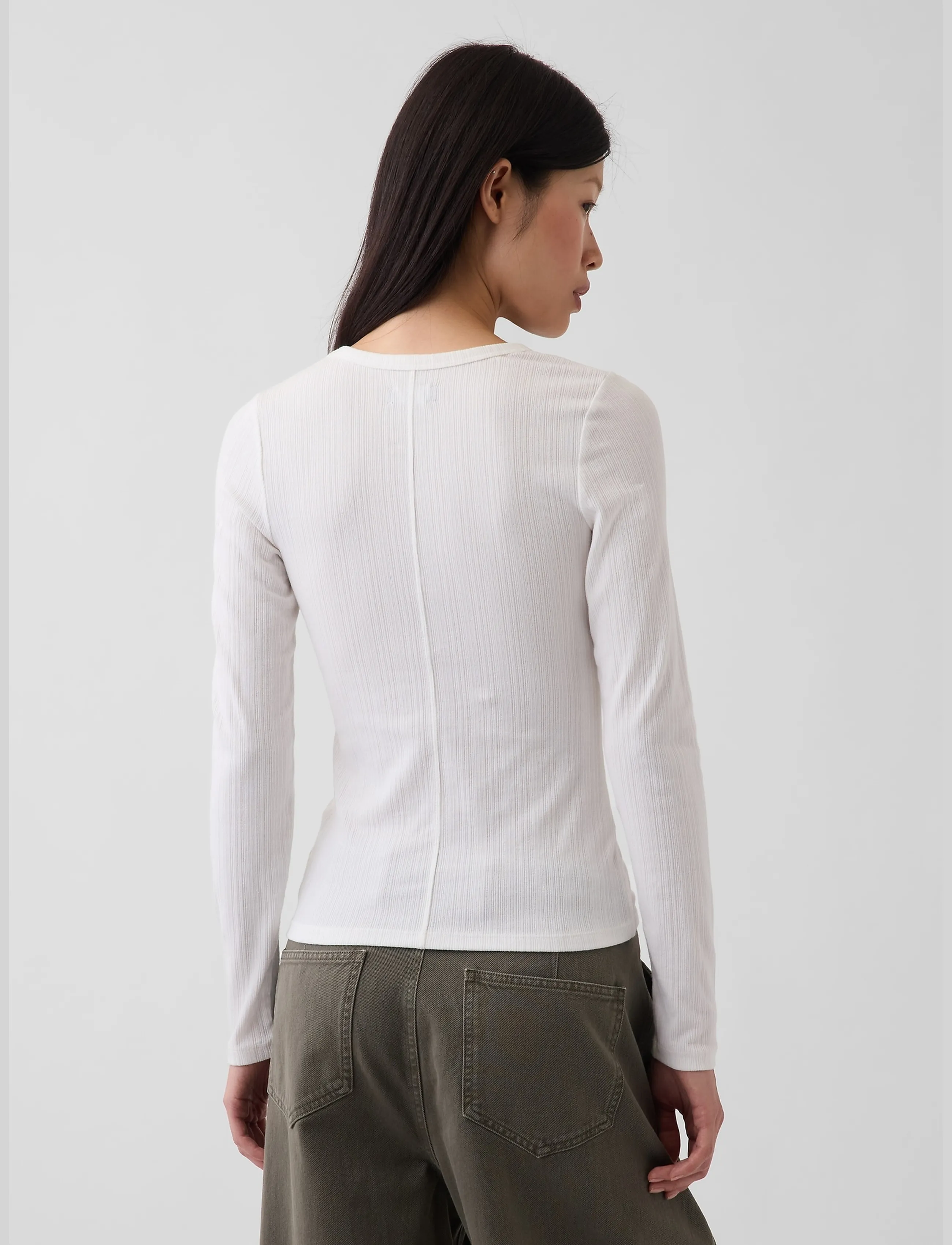 GAP - Long-Sleeved Rib T-Shirt from the GAP collection - långärmade toppar - fresh white - 3