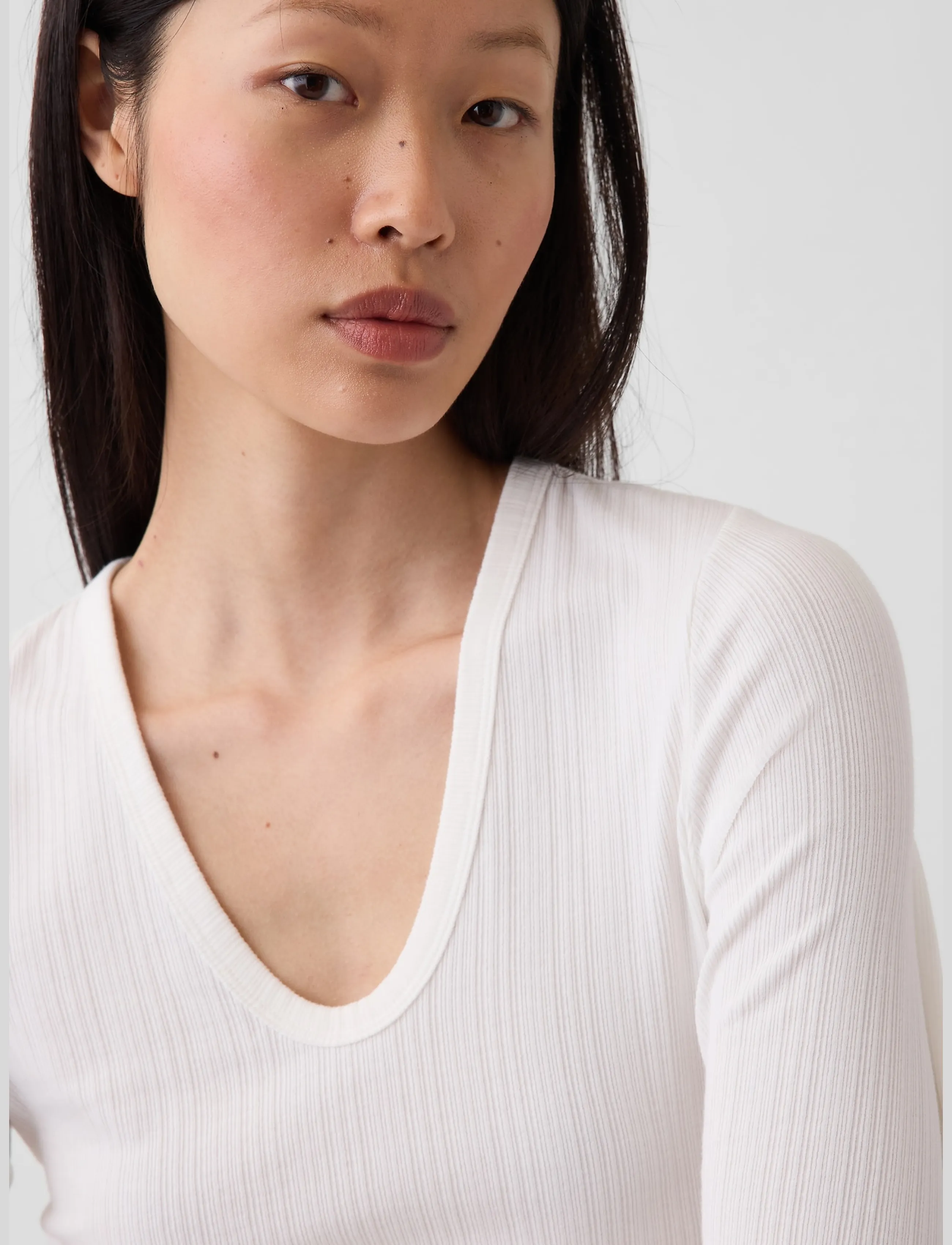 GAP - Long-Sleeved Rib T-Shirt from the GAP collection - långärmade toppar - fresh white - 4
