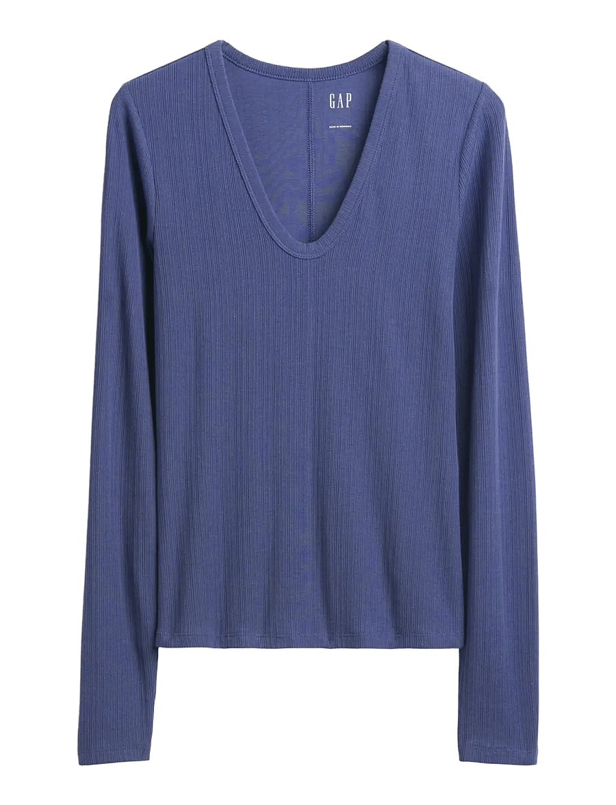GAP - Long-Sleeved Rib T-Shirt from the GAP collection - langärmlige tops - sargassus blue - 1