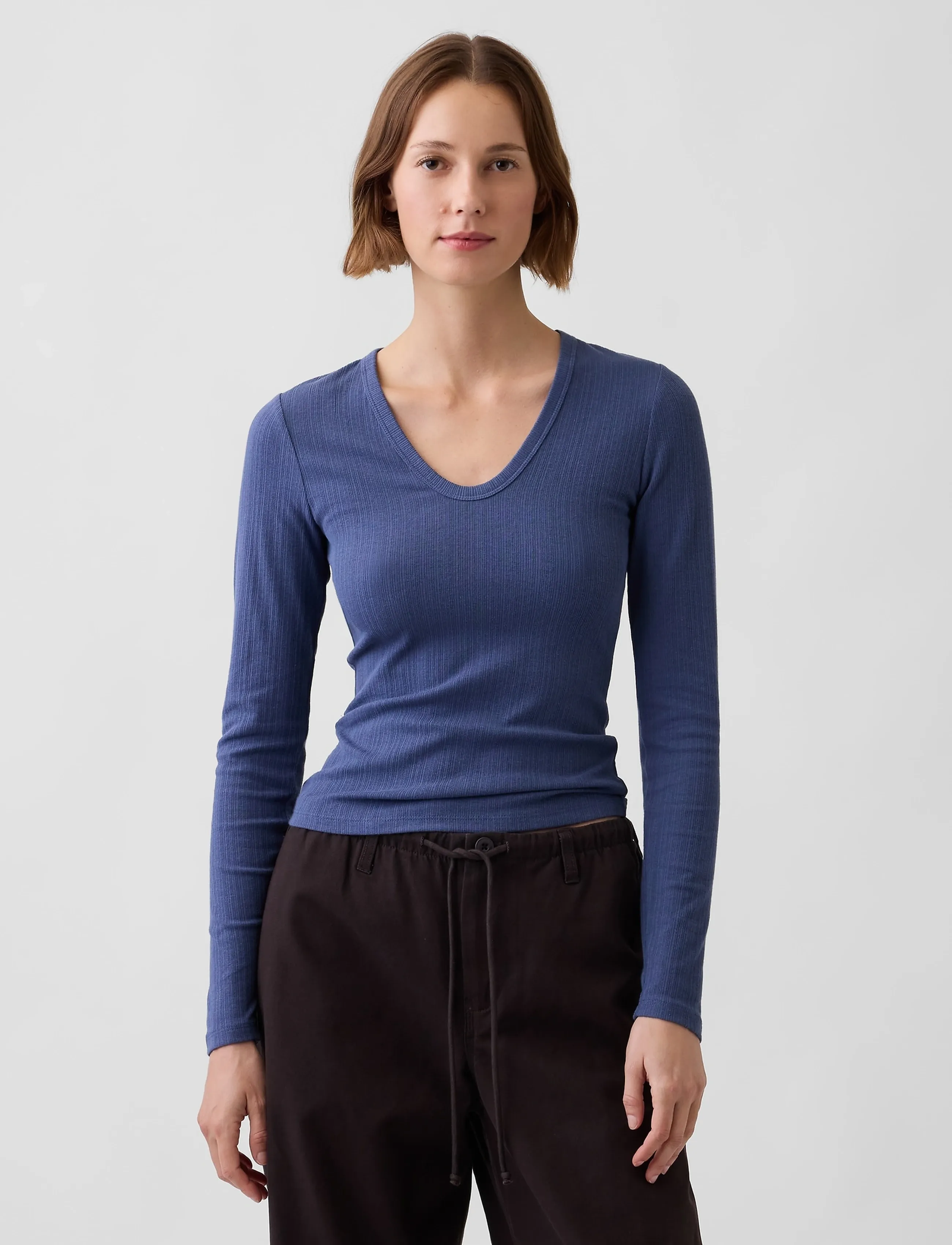 GAP - Long-Sleeved Rib T-Shirt from the GAP collection - langärmlige tops - sargassus blue - 2