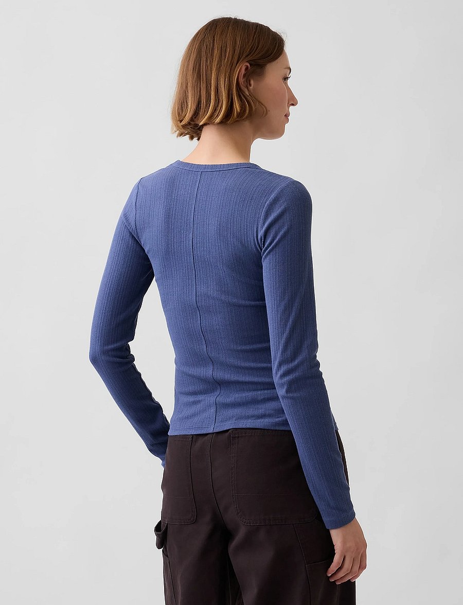 GAP - Long-Sleeved Rib T-Shirt from the GAP collection - langärmlige tops - sargassus blue - 3