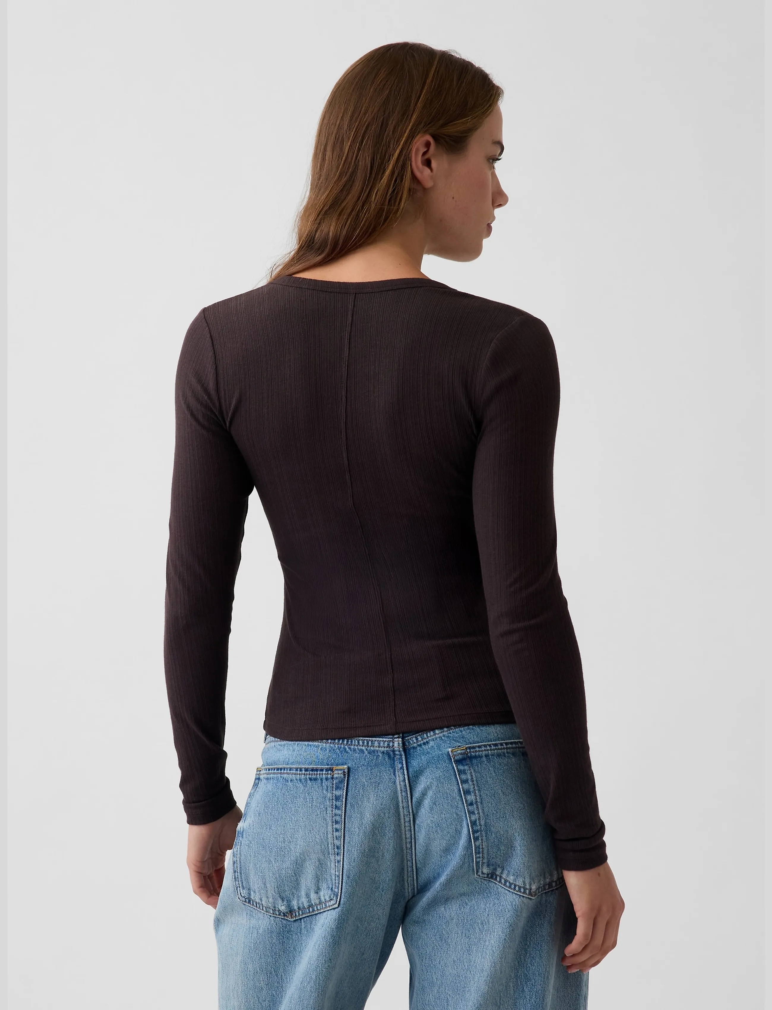 GAP - Long-Sleeved Rib T-Shirt from the GAP collection - långärmade toppar - terra brown - 3