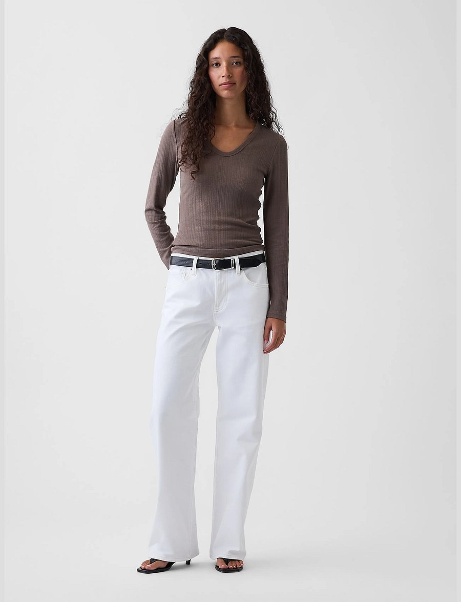 GAP - Long-Sleeved Rib T-Shirt from the GAP collection - långärmade toppar - toasted almond - 2