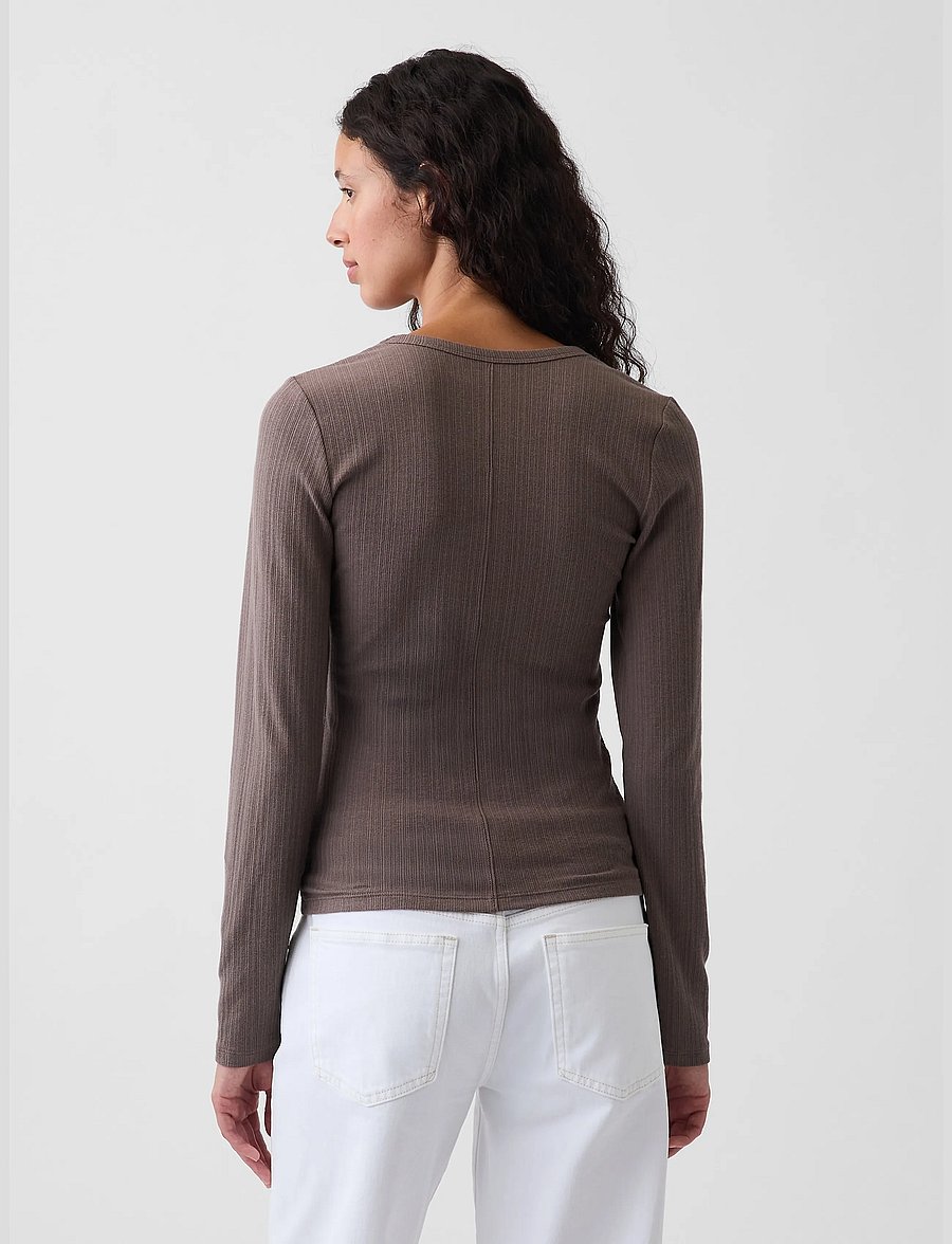 GAP - Long-Sleeved Rib T-Shirt from the GAP collection - långärmade toppar - toasted almond - 3