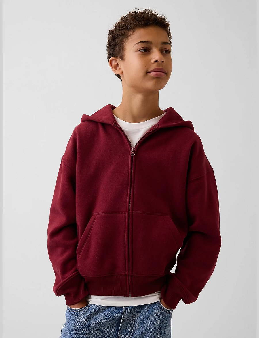GAP - Kids VintageSoft Relaxed Zip Hoodie - huvtröjor - radish - 0