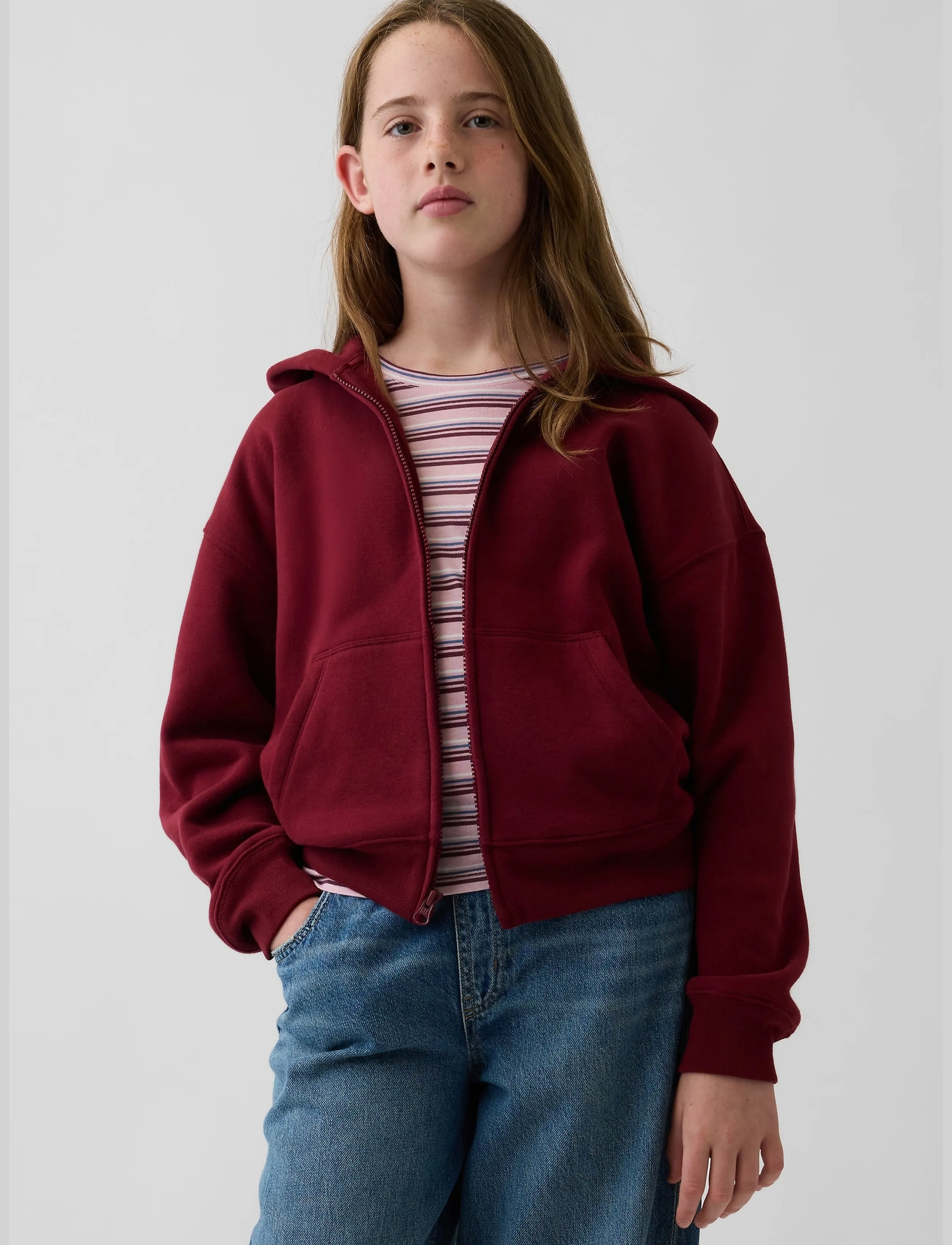 GAP - Kids VintageSoft Relaxed Zip Hoodie - huvtröjor - radish - 3