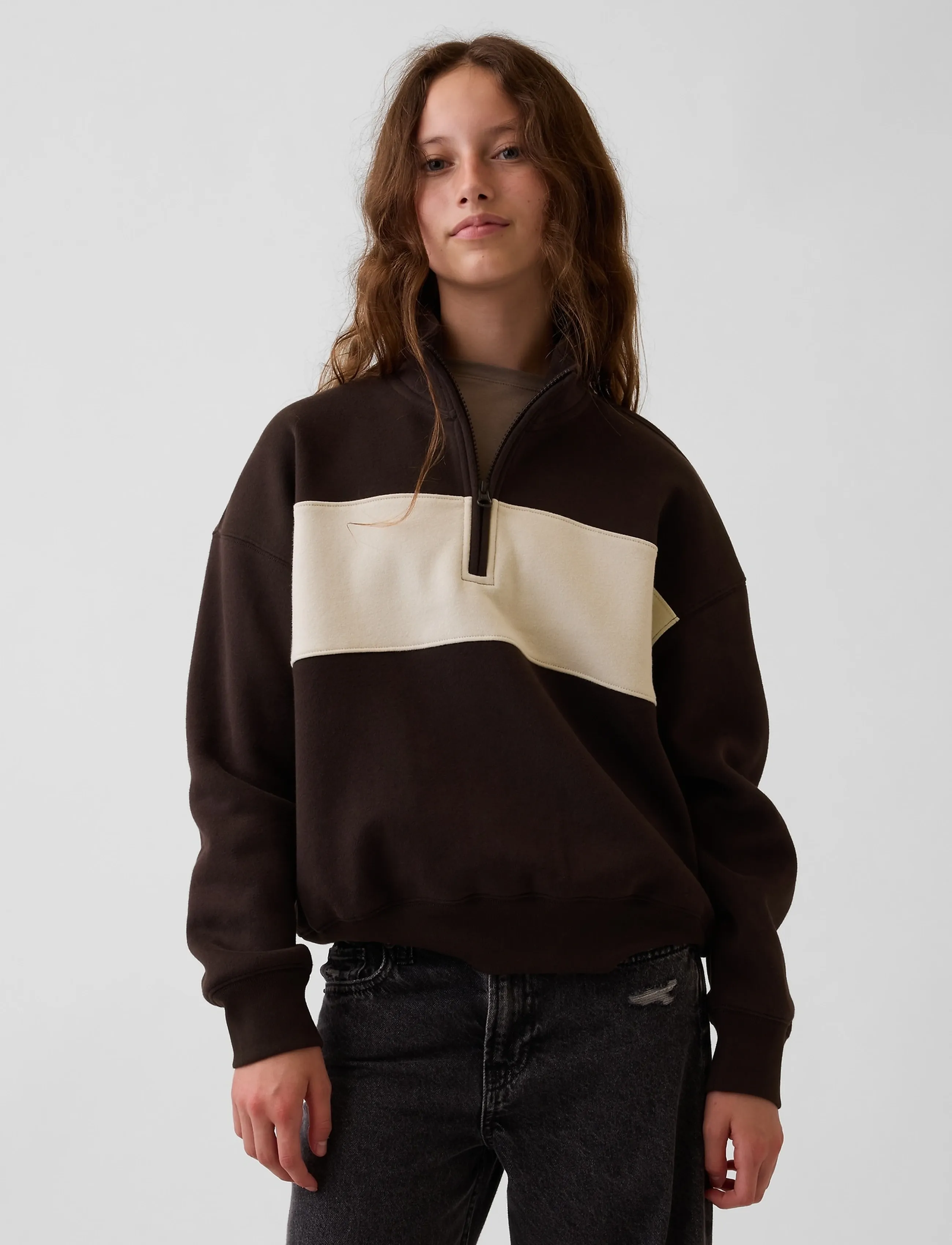 GAP - Fleece Quarter-Zip Sweatshirt from the GAP collection - sweatshirts - terra brown - 2