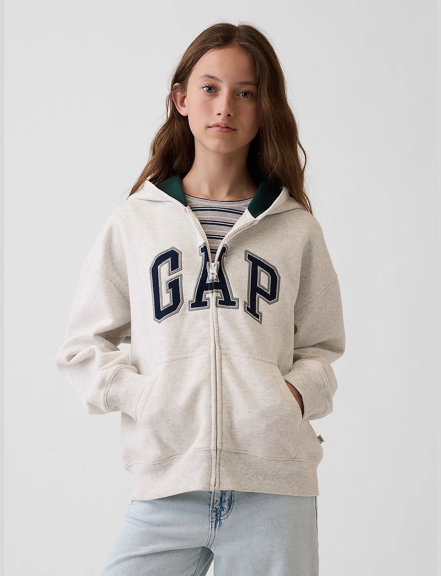 GAP - Kids VintageSoft Logo Zip Hoodie - kapuutsiga pusad - pale grey heather bc01 - 0