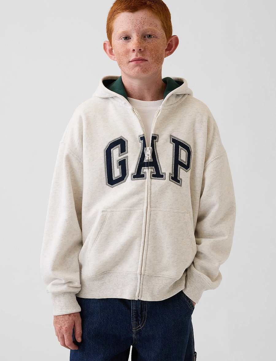 GAP - Kids VintageSoft Logo Zip Hoodie - kapuutsiga pusad - pale grey heather bc01 - 2
