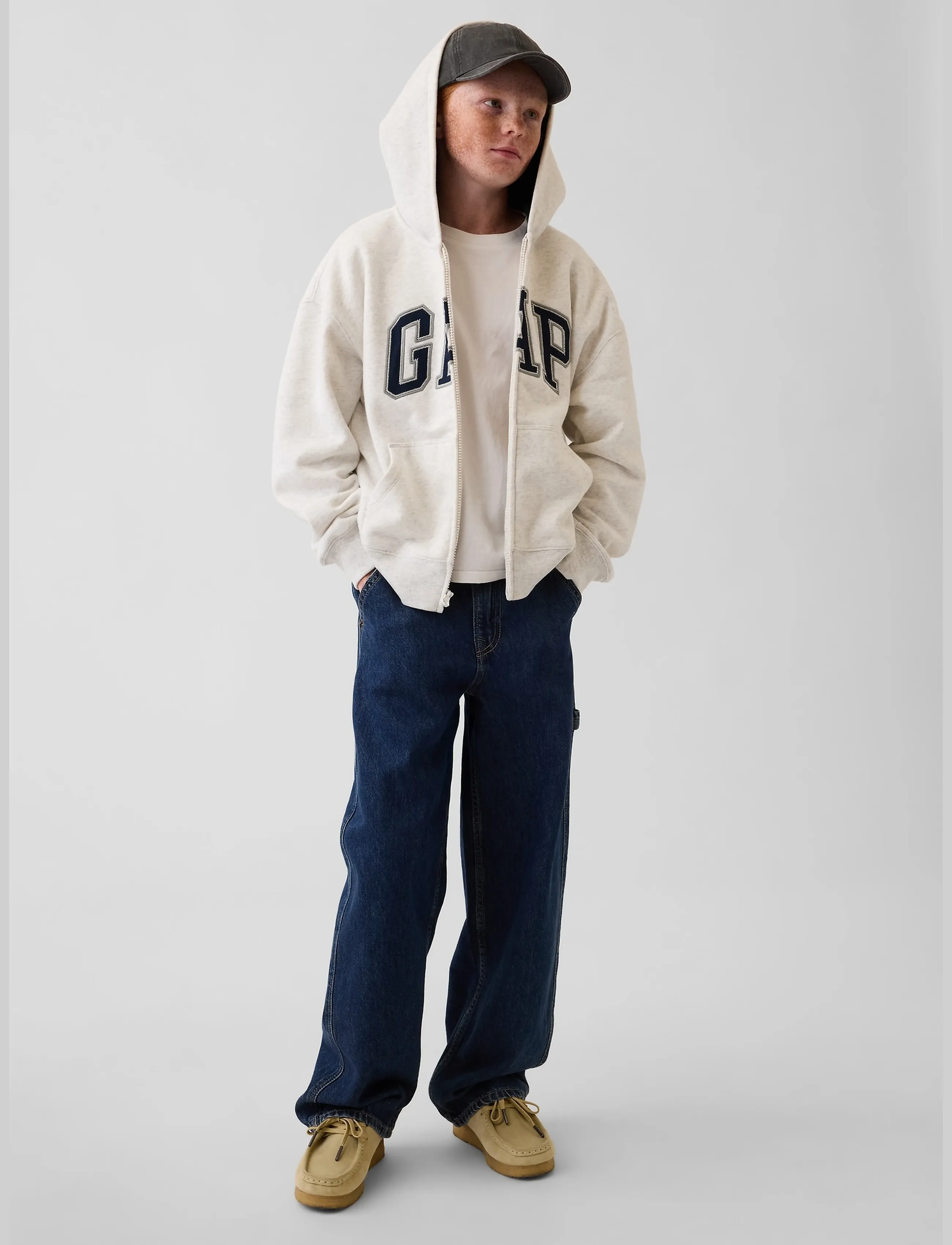 GAP - Kids VintageSoft Logo Zip Hoodie - kapuutsiga pusad - pale grey heather bc01 - 4