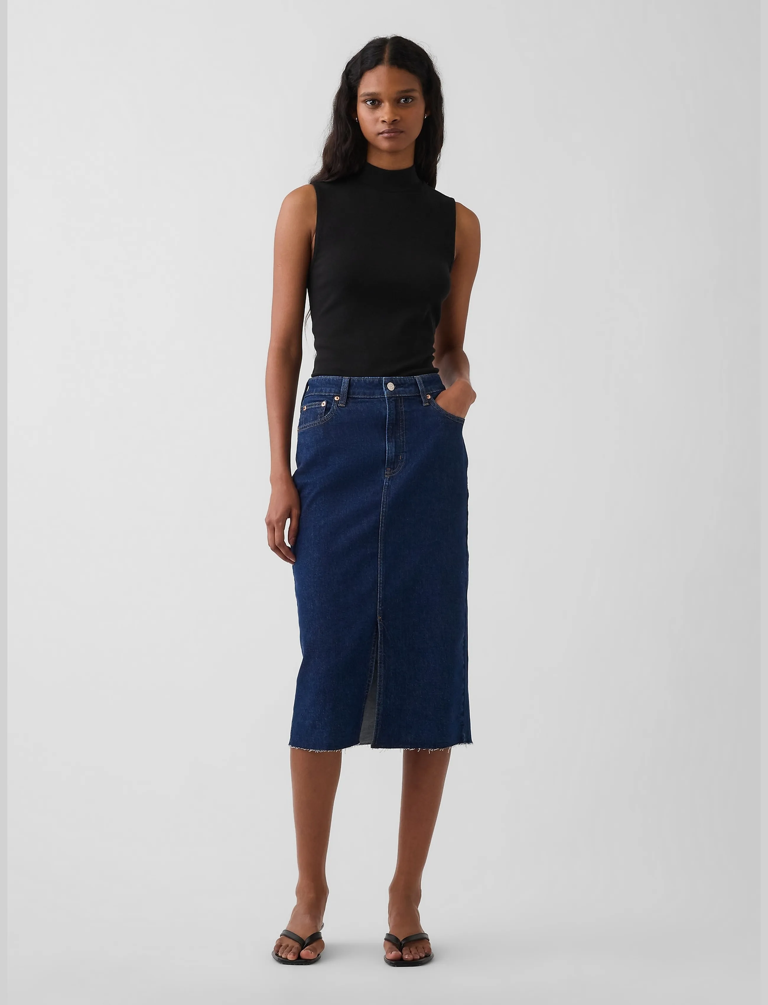 GAP Denim Midi Pencil Skirt from the GAP collection - Seelikud - DARK WASH INDIGO / navy