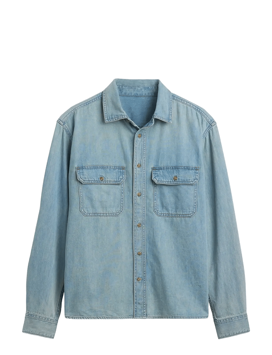 GAP - UltraSoft Denim Relaxed Utility Shirt - jeansskjortor - light tint - 1