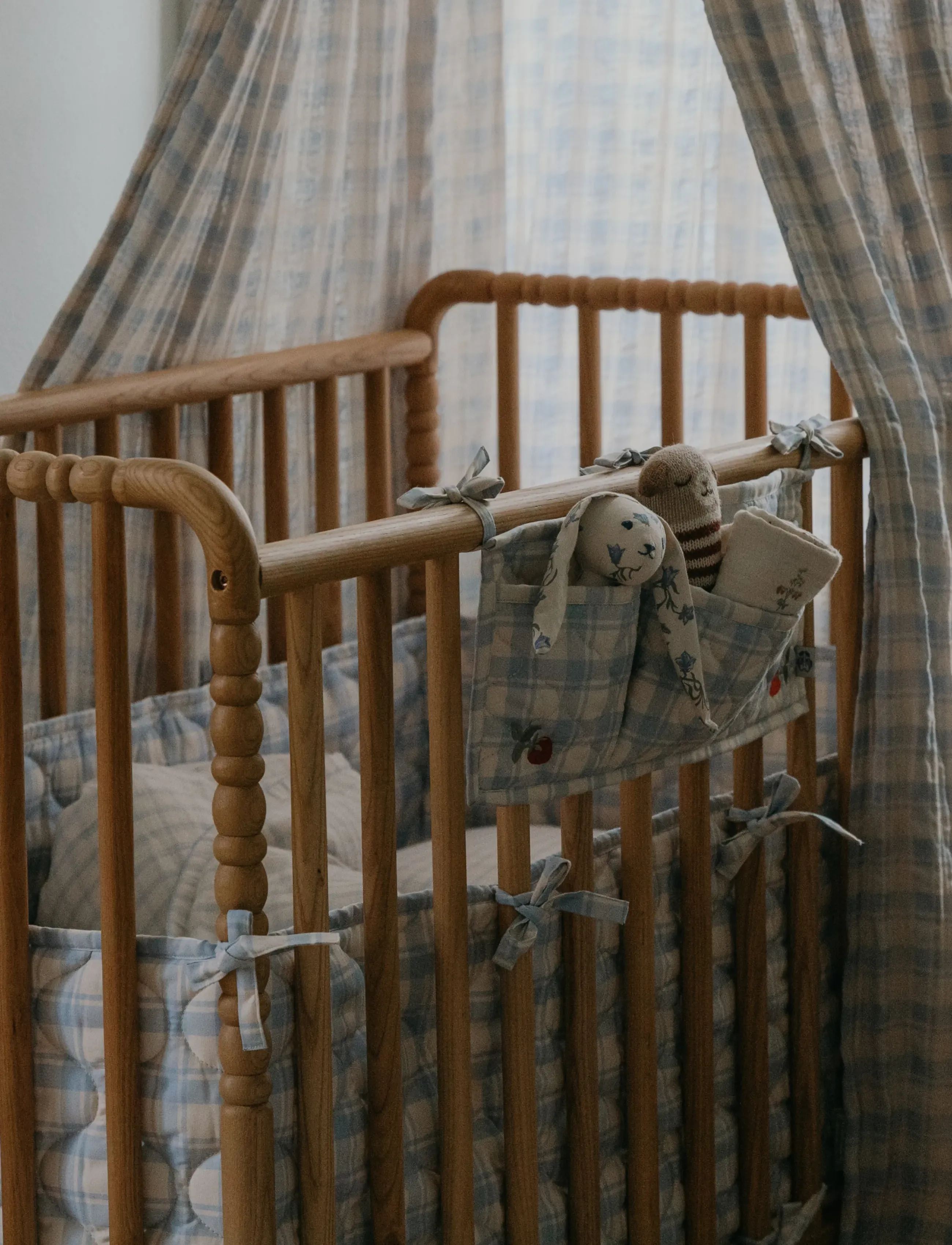Garbo&Friends Quilted Bed Pocket, 43X18 Cm, Plaid Sky Blue, 100X140, Baby Sleep, Blau - Cot Organisers, Kinder