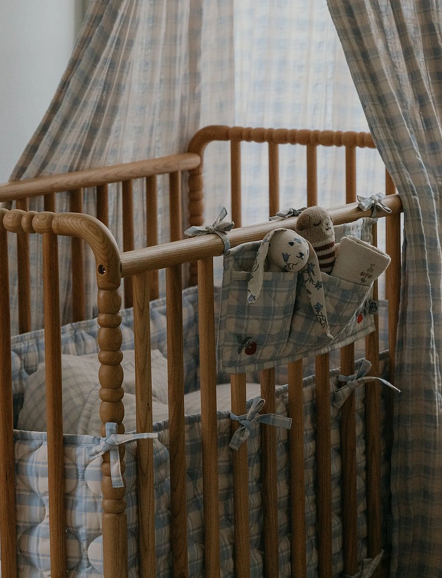 Garbo&Friends - Quilted Bed Pocket, 43x18 cm, Plaid Sky Blue - kinderbettorganisator - plaid sky blue - 0