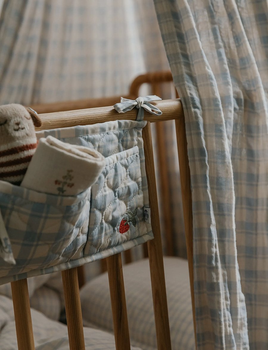 Garbo&Friends - Quilted Bed Pocket, 43x18 cm, Plaid Sky Blue - kinderbettorganisator - plaid sky blue - 3