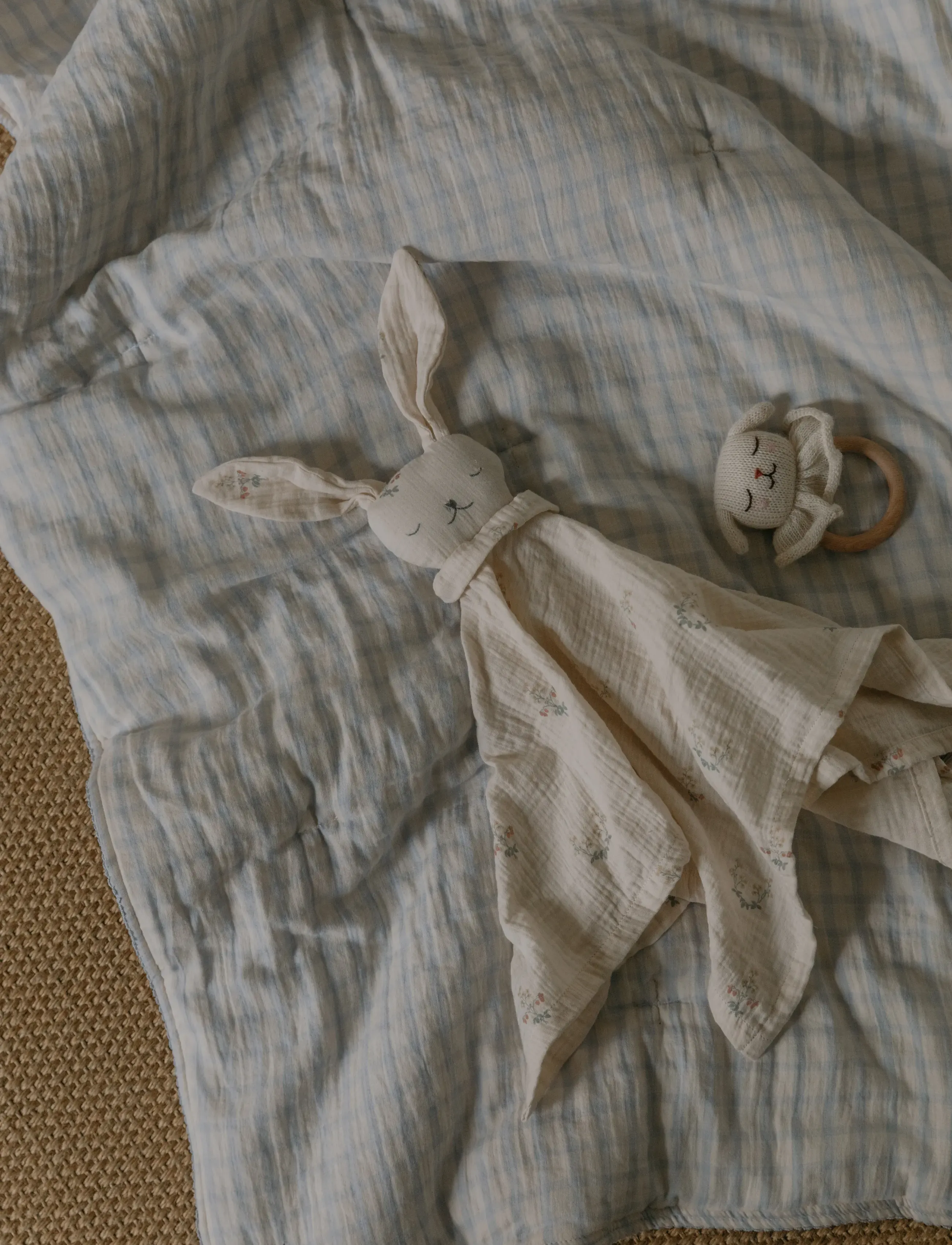 Garbo&Friends Gingham Sky Blue Muslin Filled Blanket, 250X300, Muslins, Blau - Blankets, Kinder