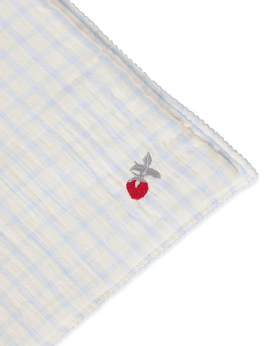 Garbo&Friends - Gingham Sky blue Muslin Filled Blanket - musselintæpper - gingham sky blue - 2