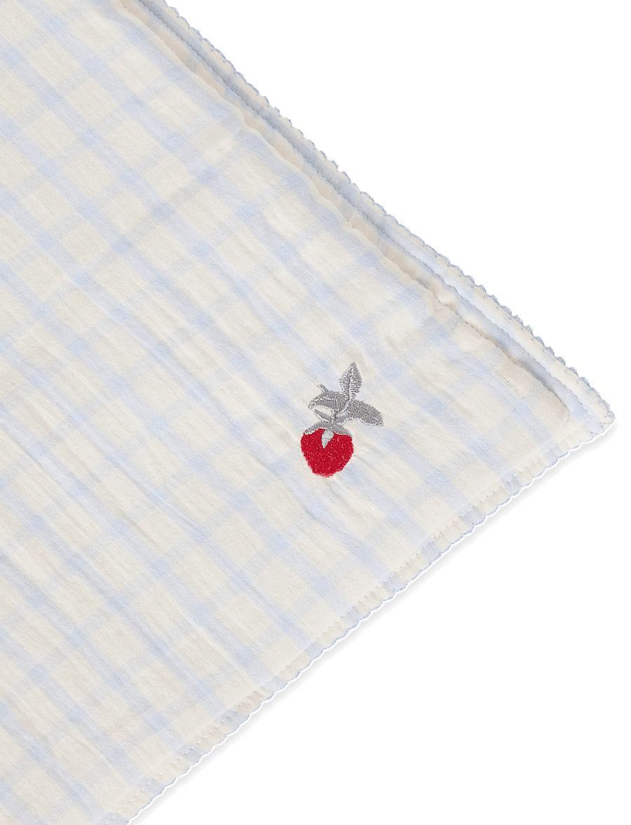 Garbo&Friends - Gingham Sky blue Muslin Filled Blanket - muslinfiltar - gingham sky blue - 2