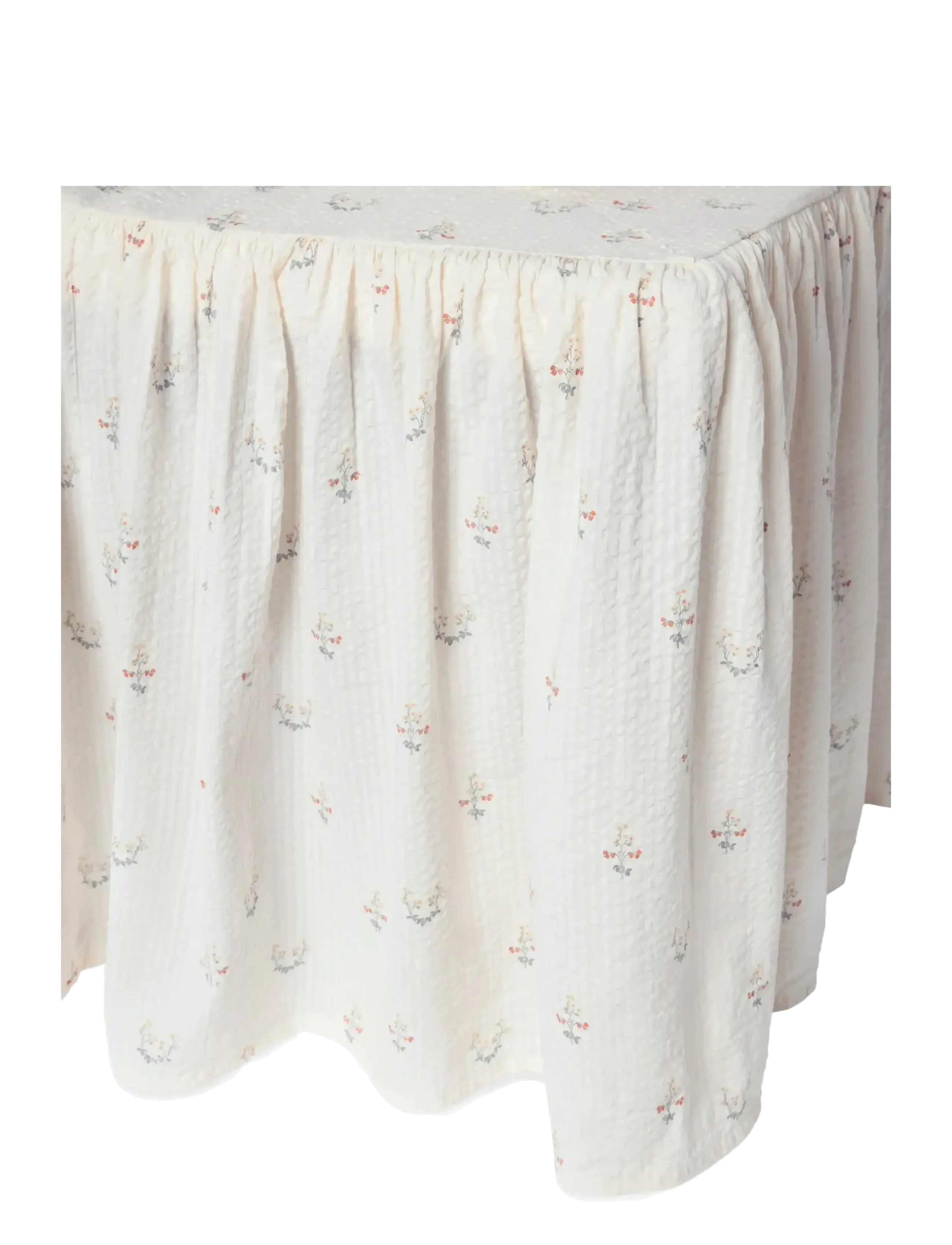 Garbo&Friends Seersucker Bed Skirt, 90X200X45 Cm, La Fraise, Sengeskørt, Creme, Str: 90X200X53 x 90