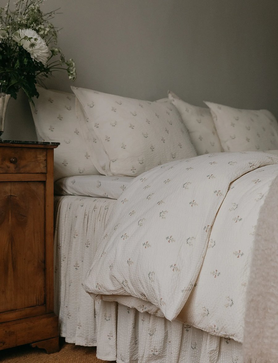 Garbo&Friends - Seersucker Bed Skirt, 90x200x45 cm, La Fraise - bettröcke - la fraise - 2