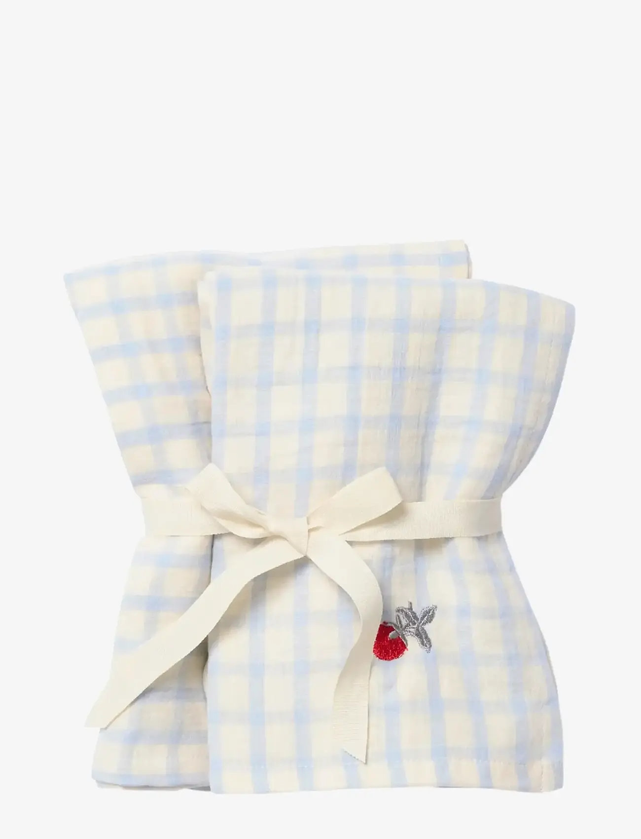 Garbo&Friends - Muslin Blanket 2 pcs, 60x60 cm, Gingham Sky blue - musselintæpper - gingham sky blue - 1