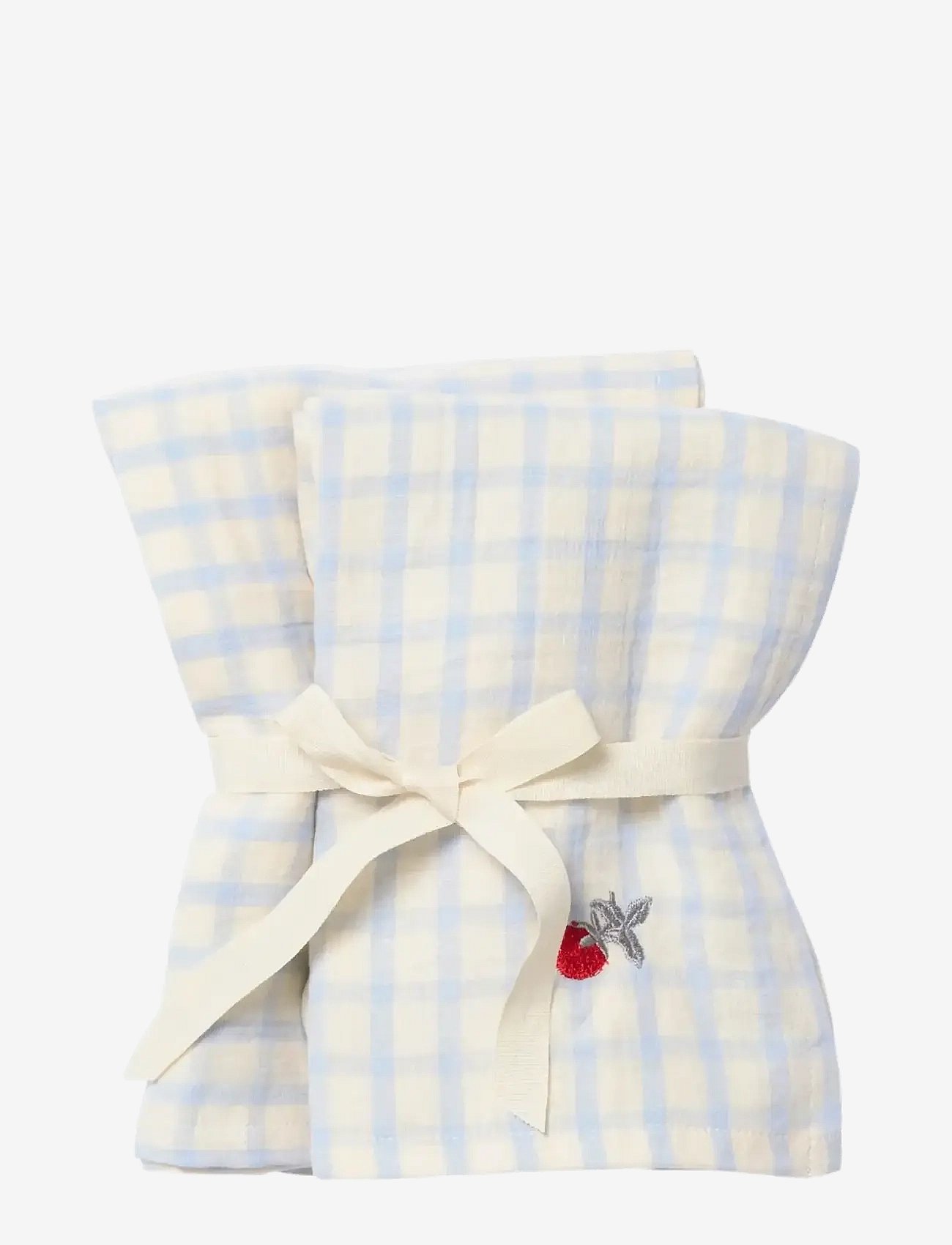 Garbo&Friends Muslin Blanket 2 Pcs, 60X60 Cm, Gingham Sky Blue - Blue - 150X210