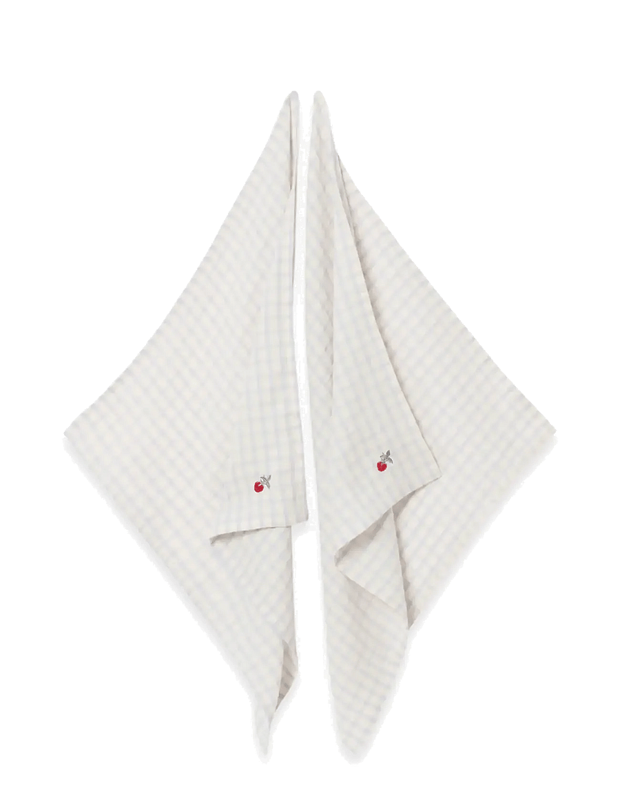 Garbo&Friends - Muslin Blanket 2 pcs, 60x60 cm, Gingham Sky blue - musselintæpper - gingham sky blue - 2